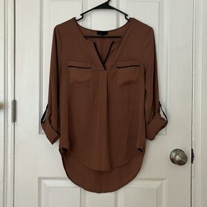 Brown 3/4 Sleeve Blouse — Mine, S